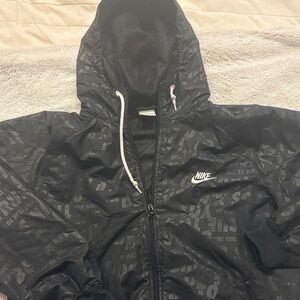 Nike Black Hooded Jacket with White Accents